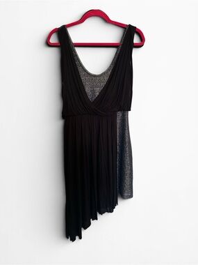 Free People Black Asymmetrical V-Neck Dress